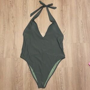 Aerie green high cut plunge one piece